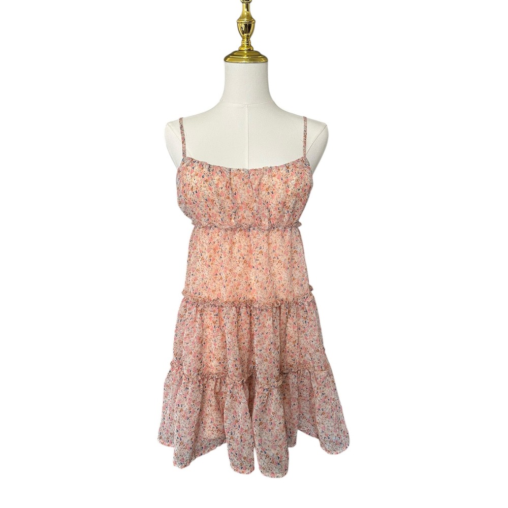 Aeropostale Tiered Ruffle Babydoll Sleeveless Coquette Floral Cottagecore Dress